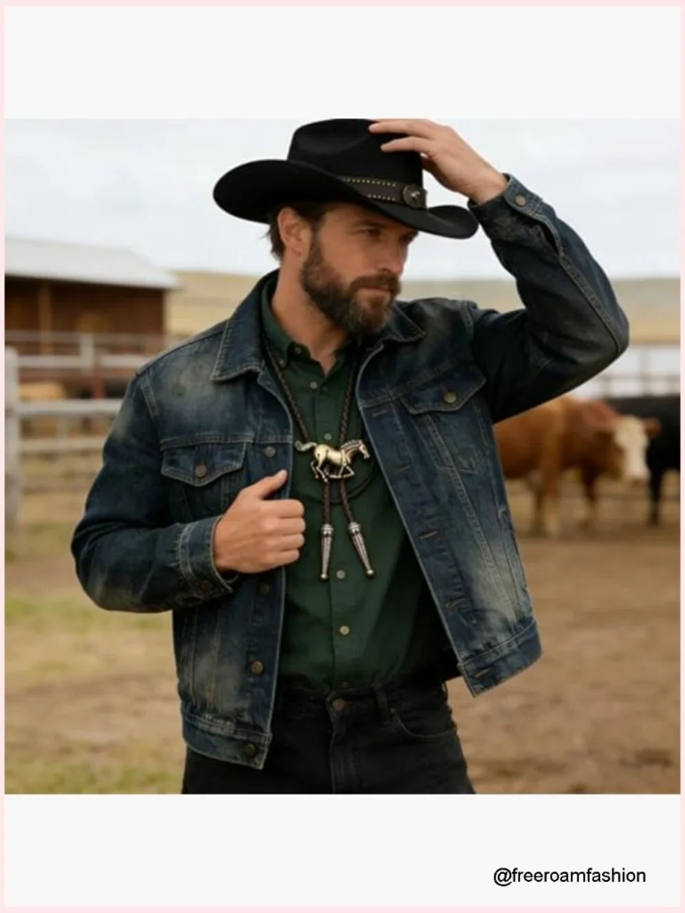 Western Cowboy Hat with Horse Bolo Tie, Suede Cattleman Hat, Unisex